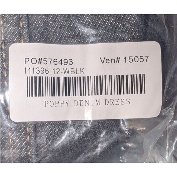 Sundance Poppy Dress Size 12 Denim Midi Belted Cotton Washed Black NWT! - Picture 5 of 7